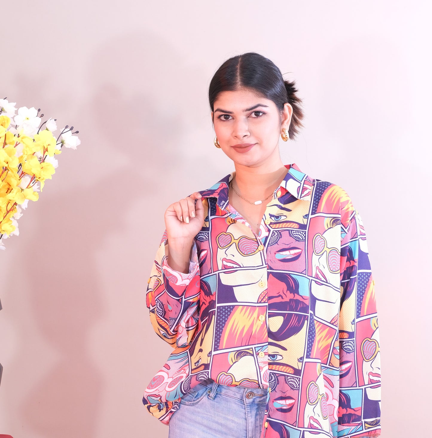 Printed Shirt Faces Print (Cotton)