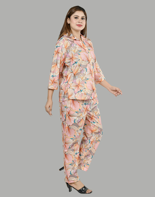 Women's Pyjamas Digital Flower Print Nightwear| Riwaz Trendz