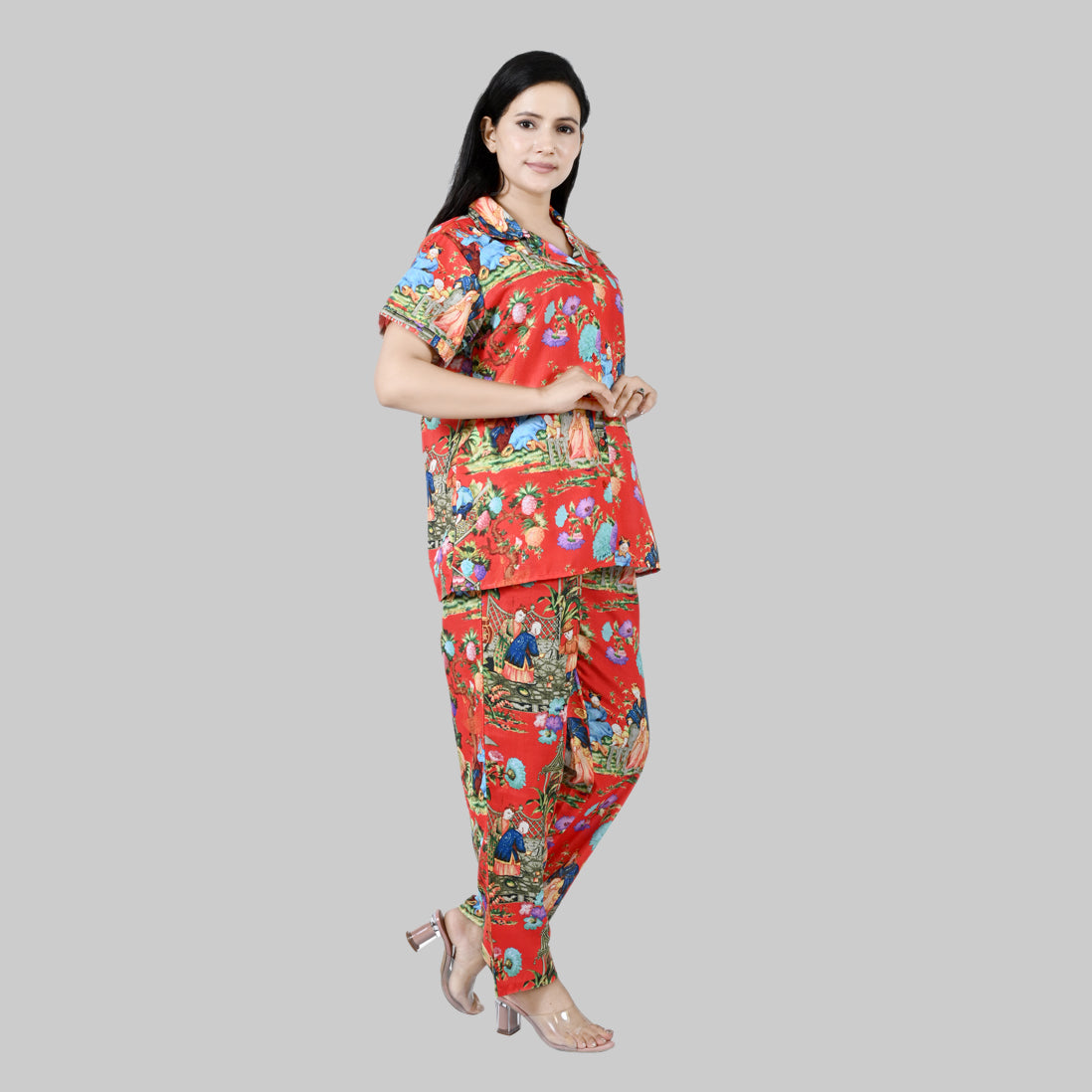 Women's Pyjamas Digital Print Nightwear/CordSet Set | Riwaz Trendz