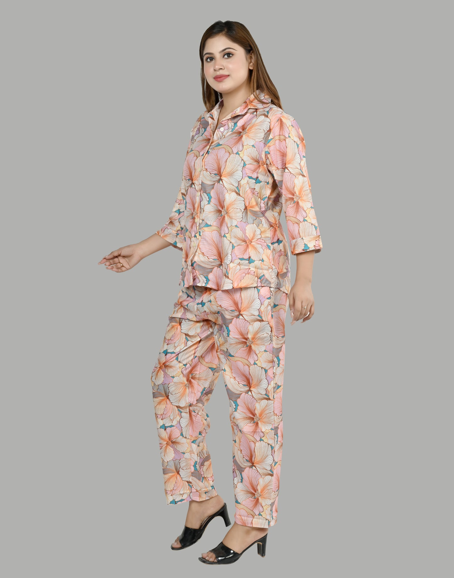 Women's Pyjamas Digital Flower Print Nightwear/CordSet Set | Riwaz Trendz