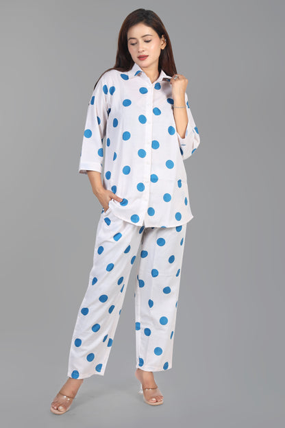 White Polka Dot Cotton Cord-Set