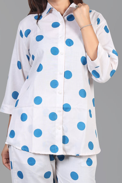 White Polka Dot Cotton Cord-Set