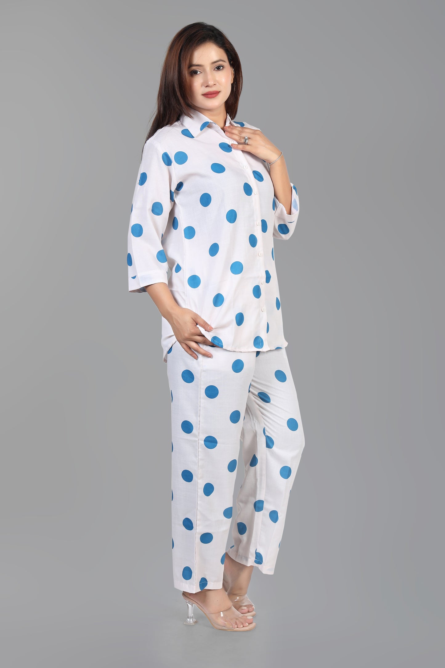 White Polka Dot Cotton Cord-Set