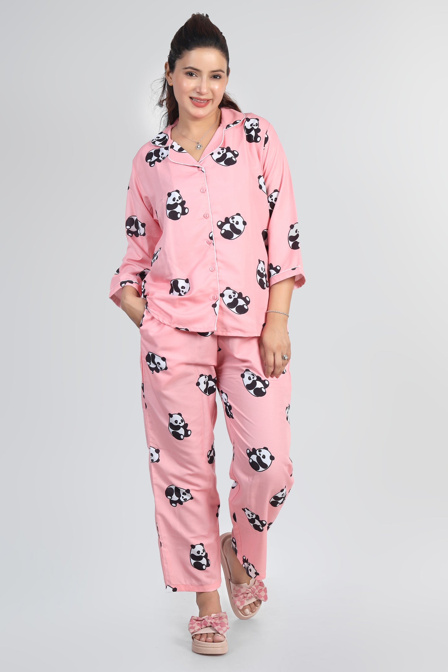 Best Pink Panda Summer Nightwear |Panda Print Pajamas