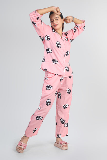 Best Pink Panda Summer Nightwear |Panda Print Pajamas