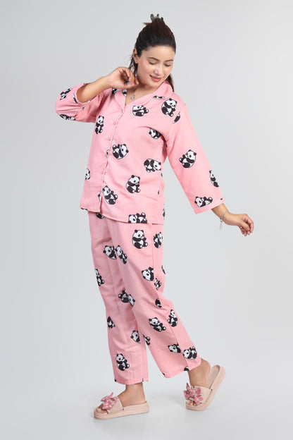 Best Pink Panda Summer Nightwear |Panda Print Pajamas