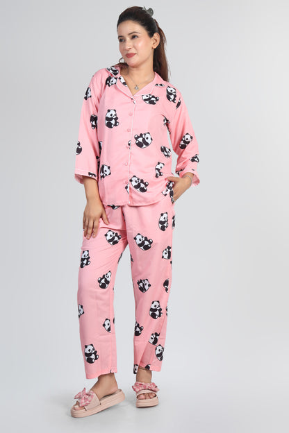 Best Pink Panda Summer Nightwear |Panda Print Pajamas