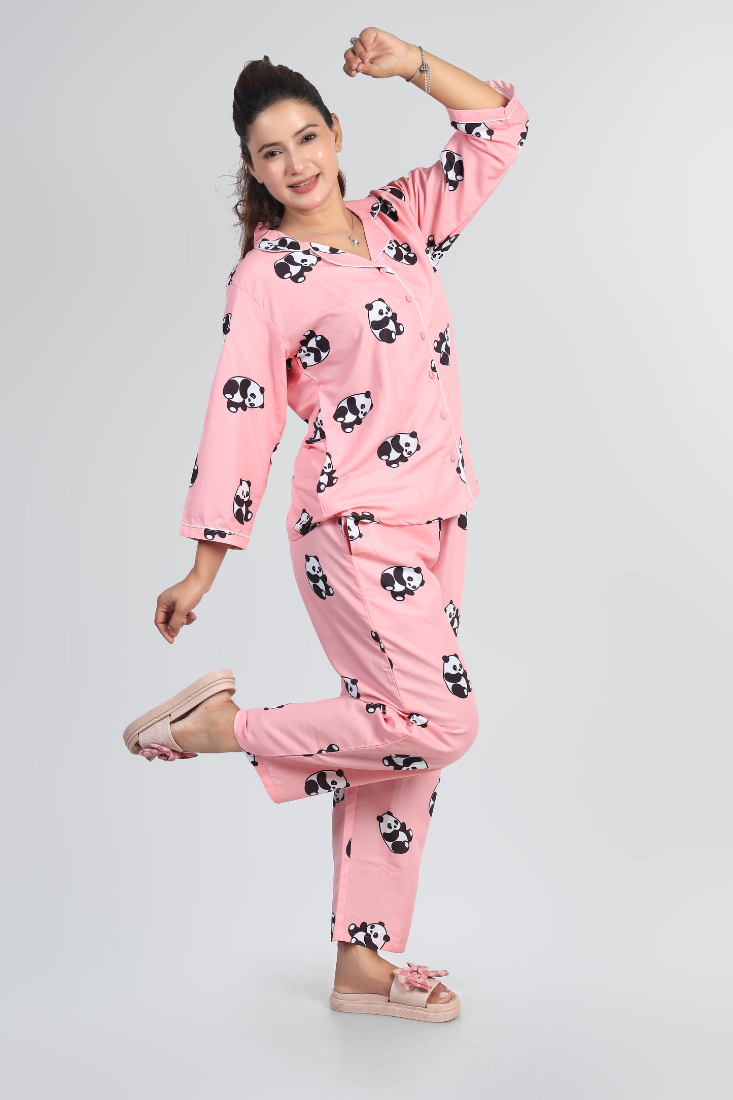 Best Pink Panda Summer Nightwear |Panda Print Pajamas