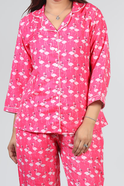 Pink Swan Print Summer Nightwear |Pink Swan Pajamas