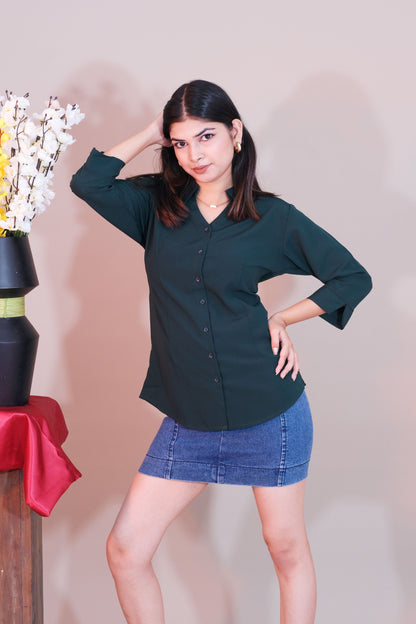 Plain Green Formal Shirt (Imported Fabric)