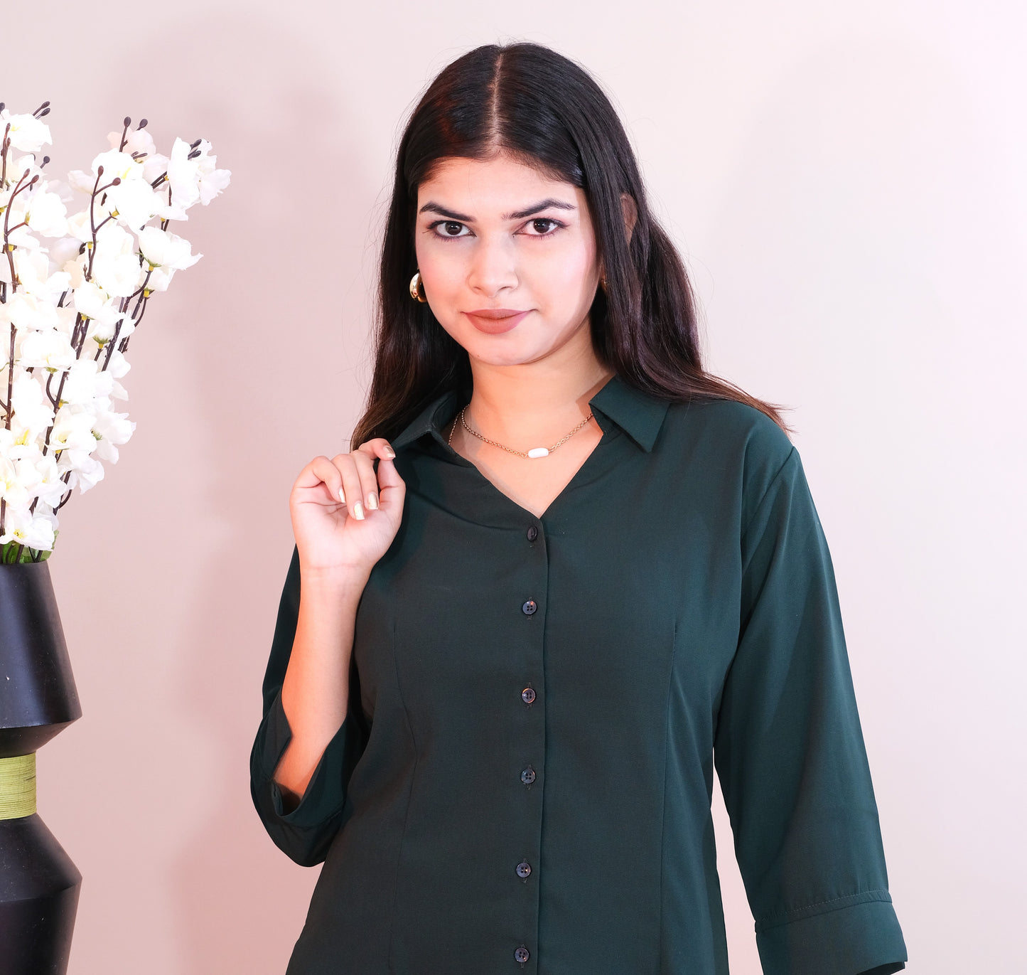 Plain Green Formal Shirt (Imported Fabric)