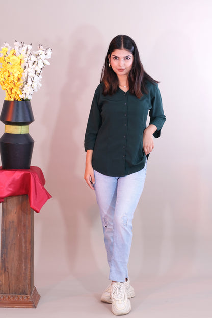 Plain Green Formal Shirt (Imported Fabric)