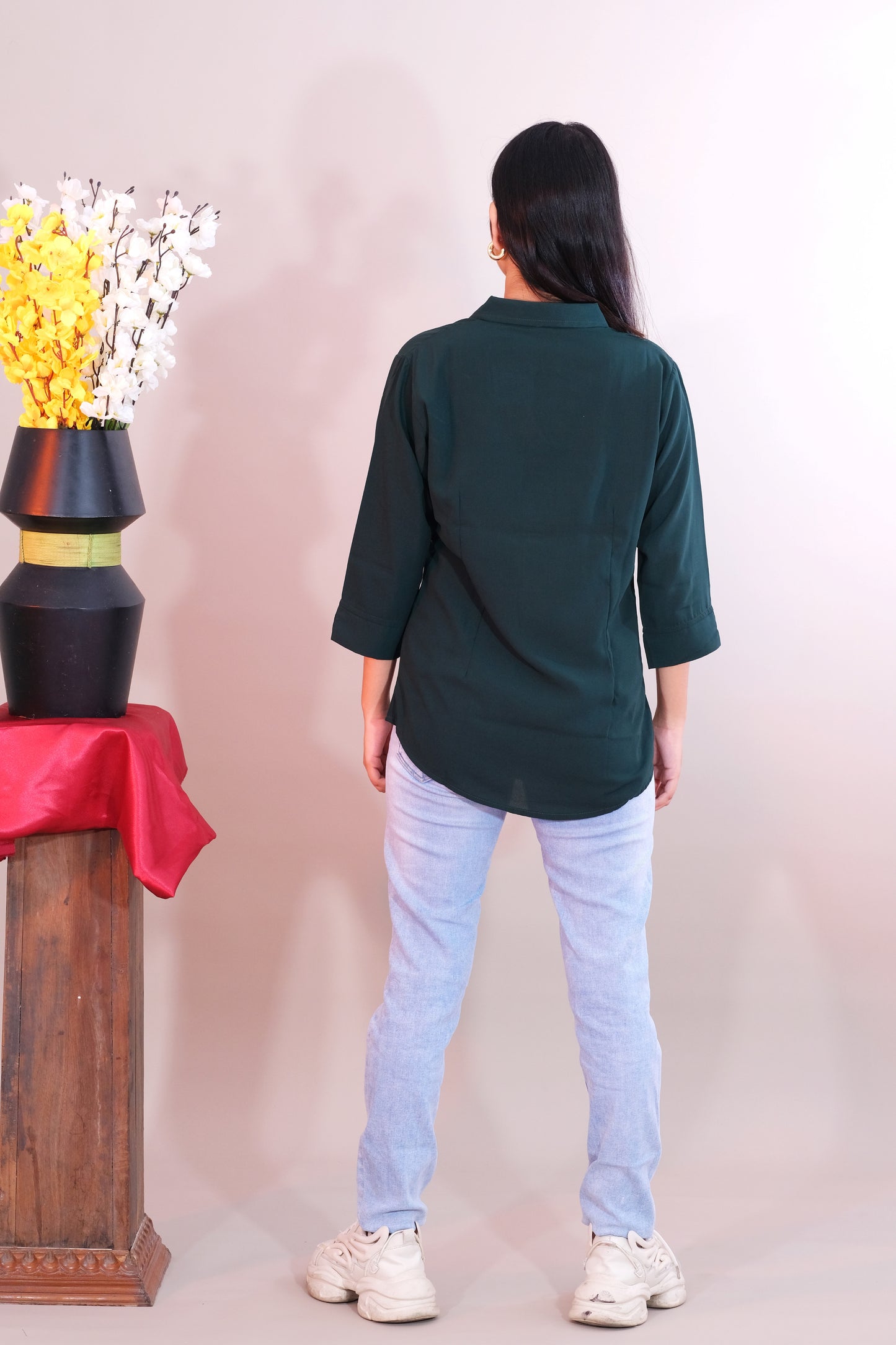 Plain Green Formal Shirt (Imported Fabric)