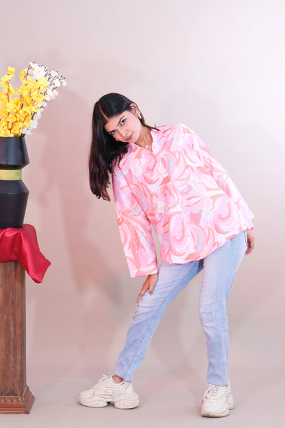 Printed Pink Shirt  (Cotton)