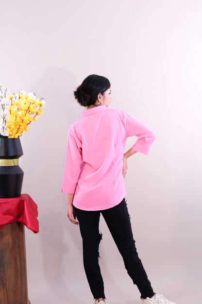 Plain Shirt for women -Pink (Imported Fabric)