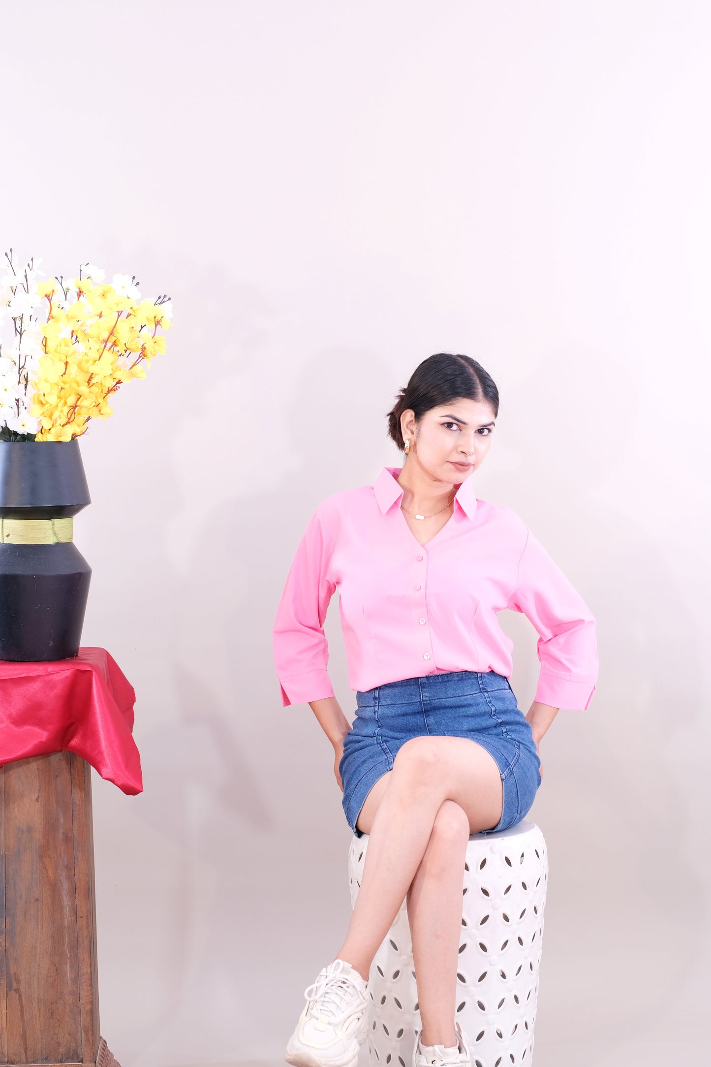 Plain Shirt for women -Pink (Imported Fabric)