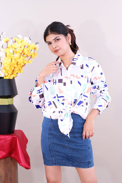 Geometry Printed Shirt (Satin)