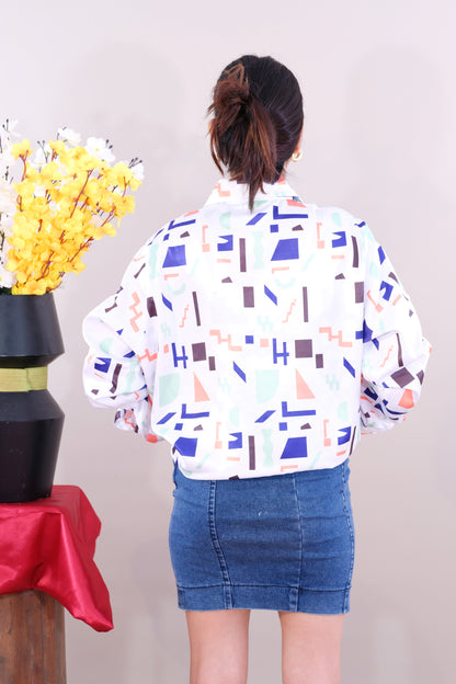 Geometry Printed Shirt (Satin)