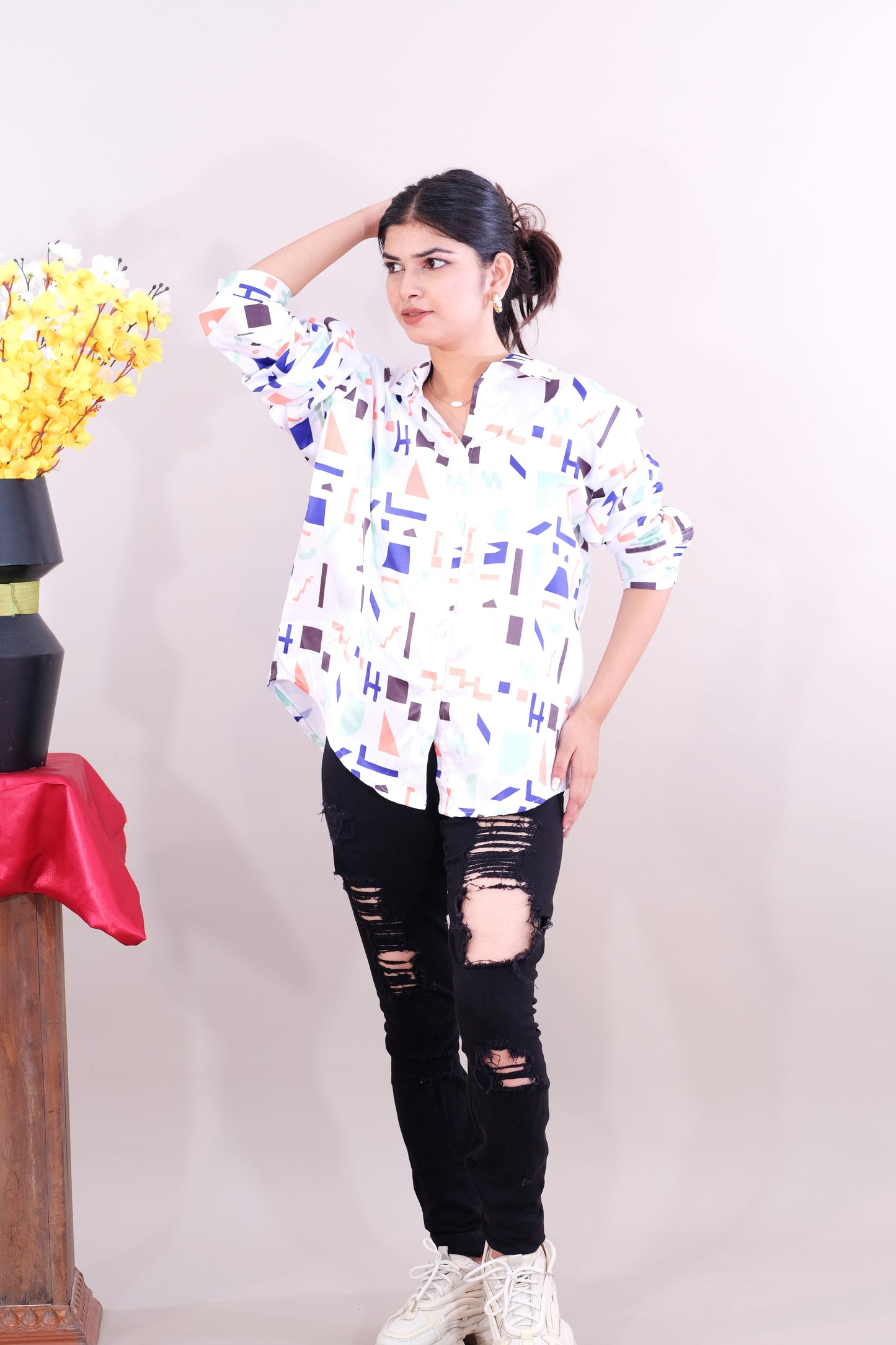 Geometry Printed Shirt (Satin)