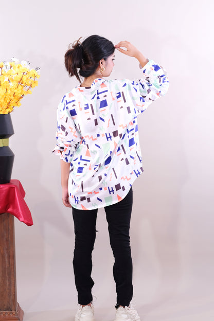 Geometry Printed Shirt (Satin)