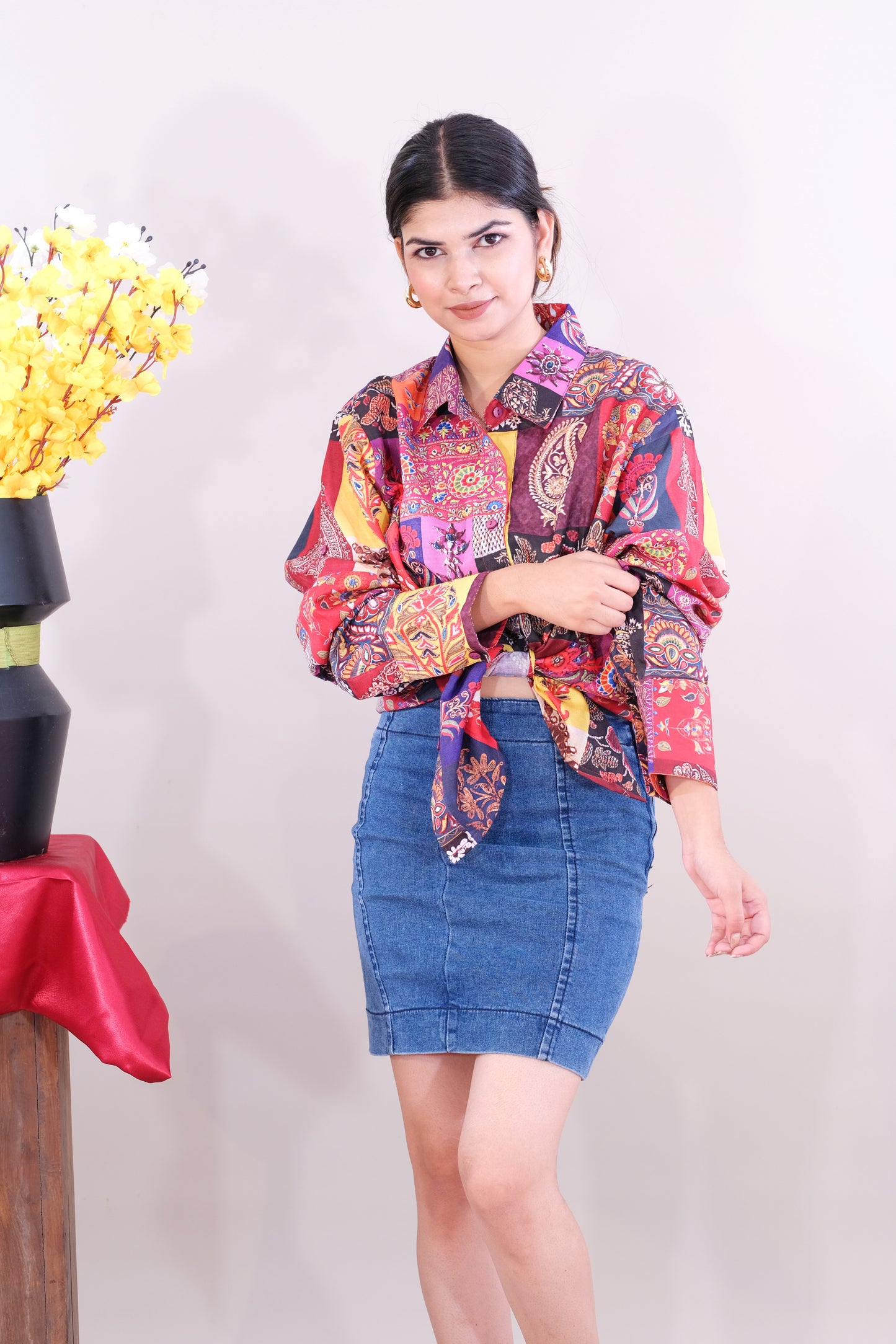 Printed Oversized Multicolor Shirt - (Cotton))