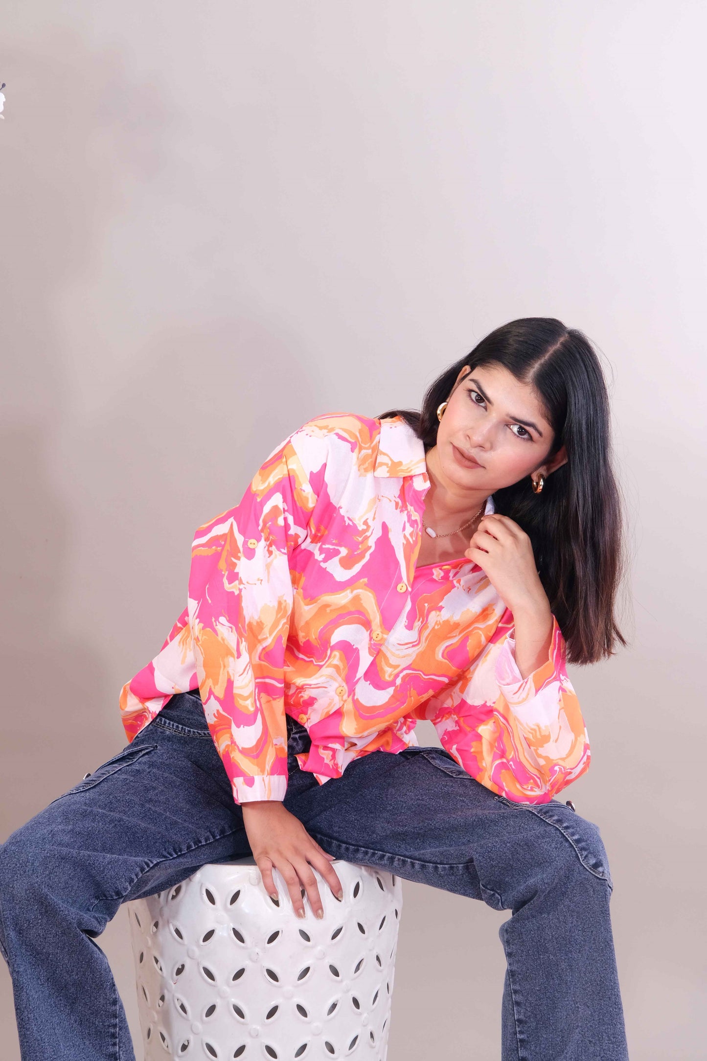 Printed Shirt for Women - Pink (Cotton)