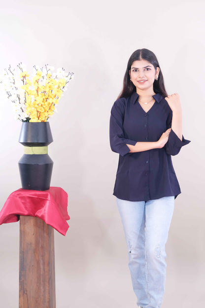 Plain Formal Shirt - Navy Blue (Imported Fabric)