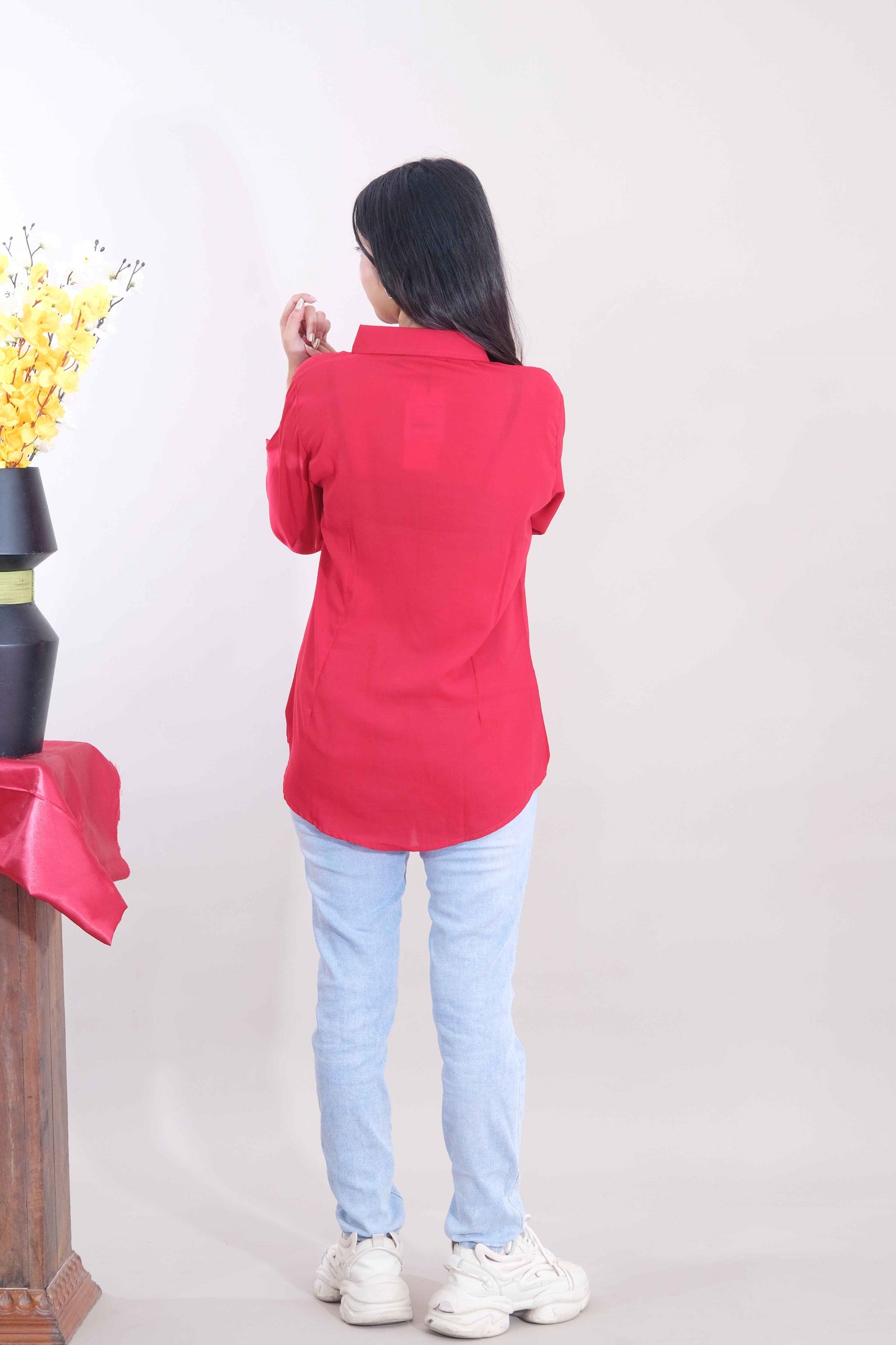 Plain Formal Shirt - Red (Imported Fabric)