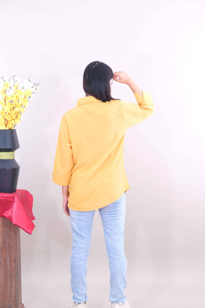 Plain Formal Shirt - Yellow (Imported Fabric)