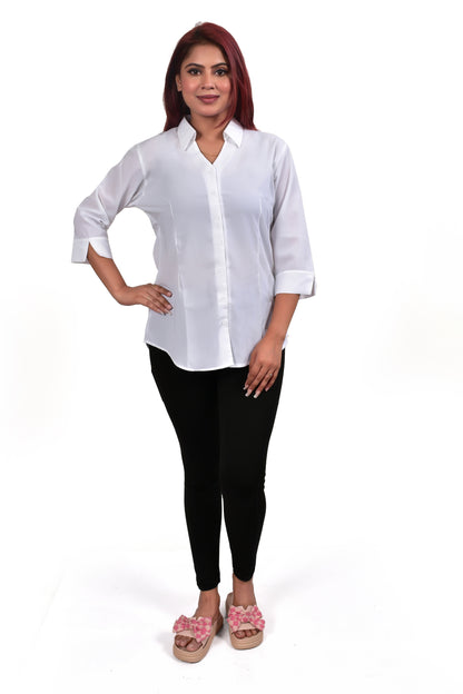 Plain Shirt Full Sleeves White (Imported Fabric)