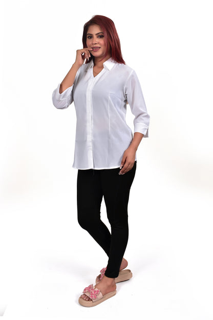 Plain Shirt Full Sleeves White (Imported Fabric)