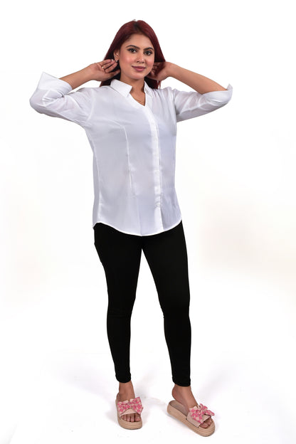 Plain Shirt Full Sleeves White (Imported Fabric)