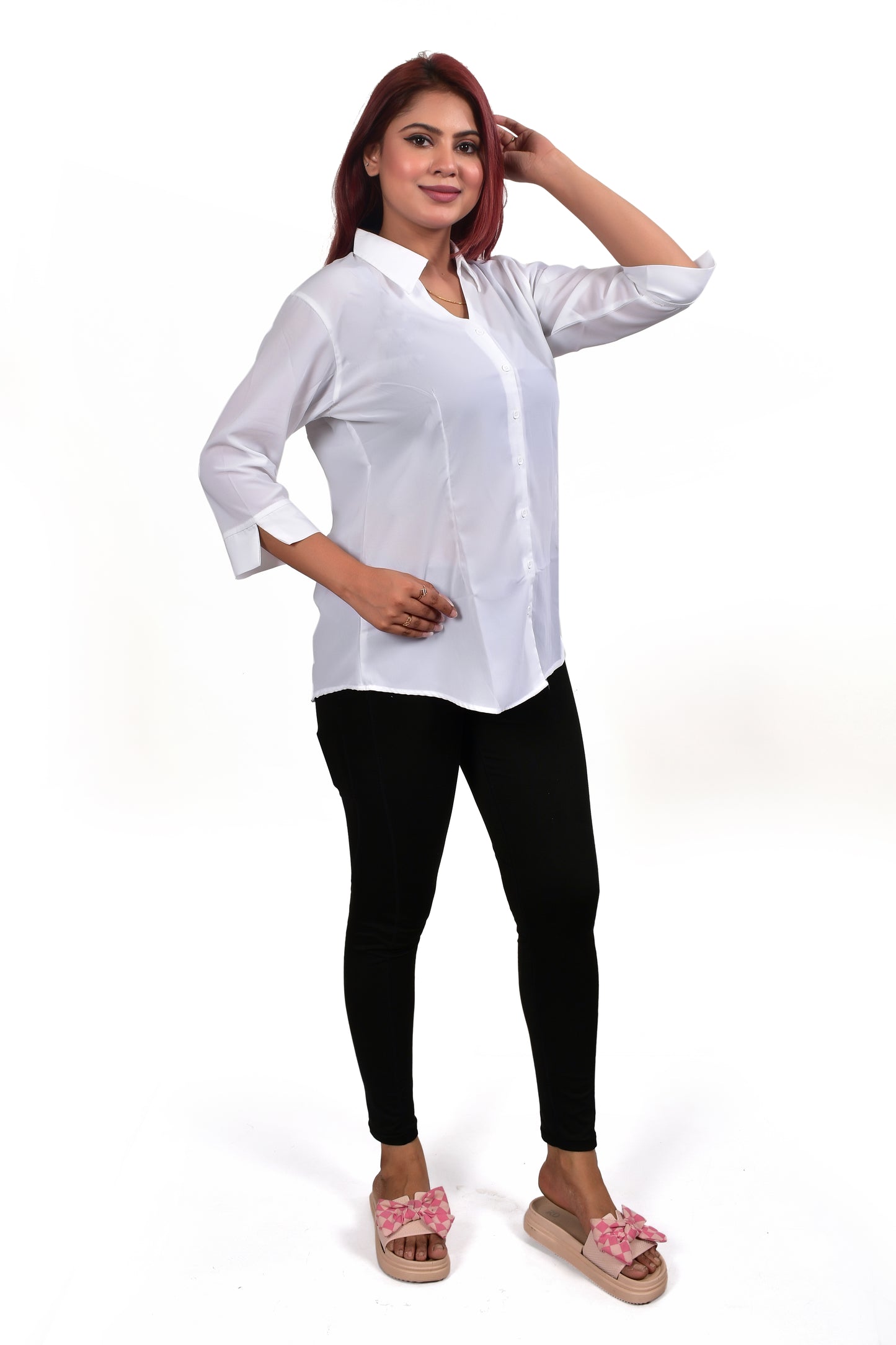 Plain Shirt Full Sleeves White (Imported Fabric)