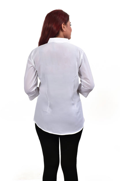 Plain Shirt Full Sleeves White (Imported Fabric)