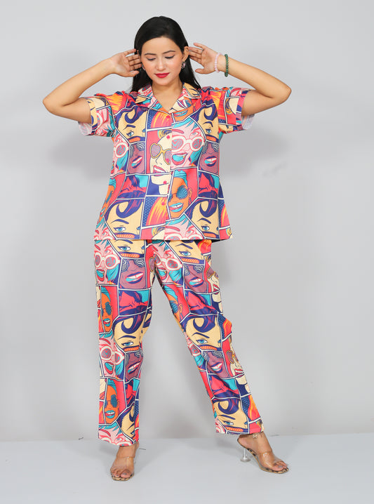 Women's Pyjamas Digital Print Nightwear | Riwaz Trendz