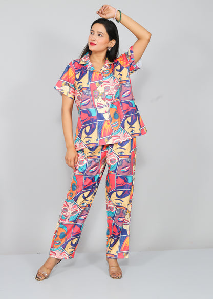 Women's Pyjamas Digital Print Nightwear | Riwaz Trendz